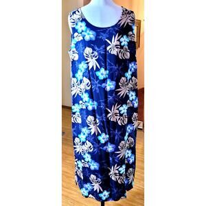 Paradise Island by Notations Womens Dress 1X Tropical Floral Maxi Sleeveless Y2K